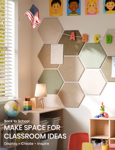 Fluxynara 12-Pack Hexagon Felt Bulletin Board Tiles, Linen Dusk-1