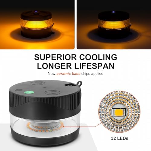 Magnetic Wireless Beacon Light, USB-C Strobe Light, Amber