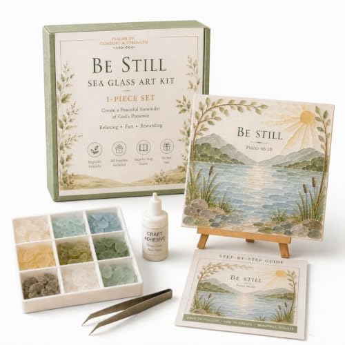 Psalms of Comfort & Strength Sea Glass Art Kit, Christian DIY Craft Kit with