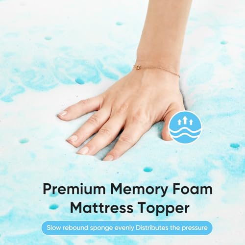 OLIXIS 2 Inch Full Cooling Gel Infused Memory Foam Mattress Topper, Bed Pad