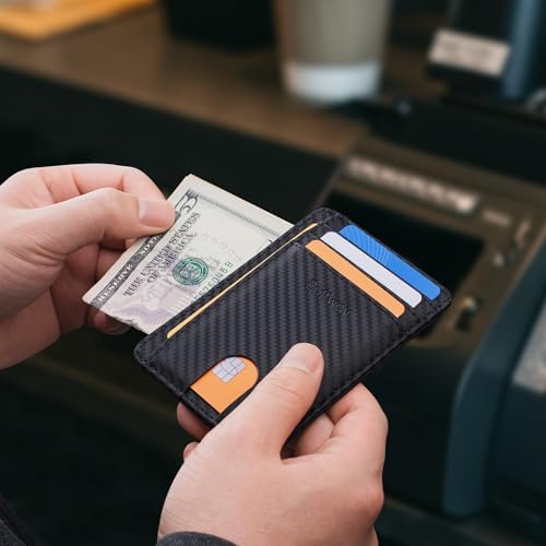 Buffway Slim Minimalist Front Pocket RFID Blocking Leather Wallets for Men and Women