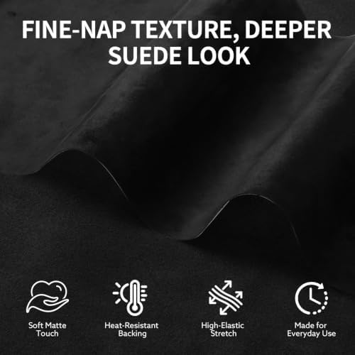 Suede Fabric Wrap for Car Interior, Black, 24 x 72 in