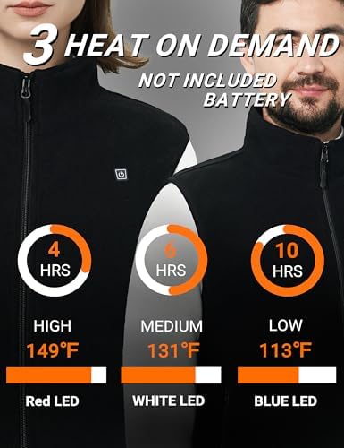 Heated Vest for Men Women, 3 Heating Levels 6 Heating Zones