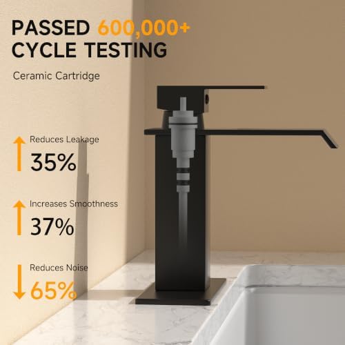 Bathroom Faucet, Matte Black Bathroom Faucet 3-or-1 Hole
