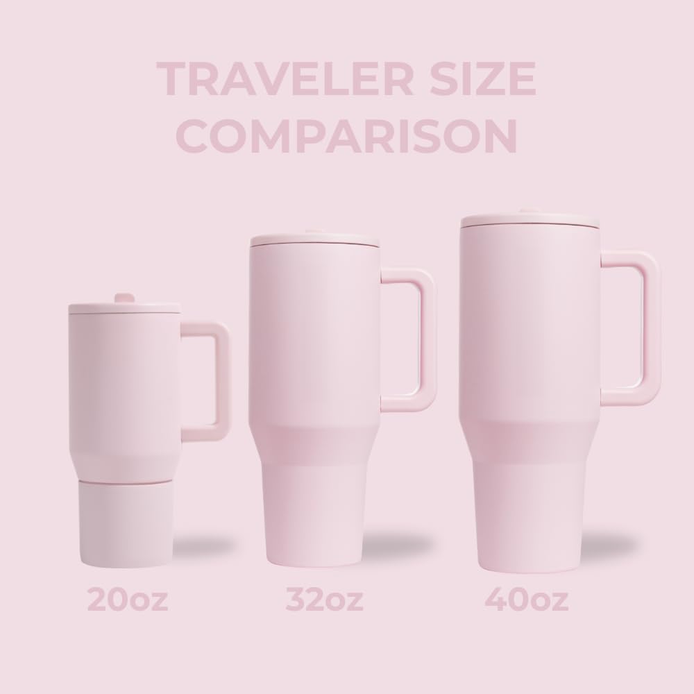 HydroJug Traveler - 32 oz Water Bottle with Handle & Flip Straw - Fits in Cup