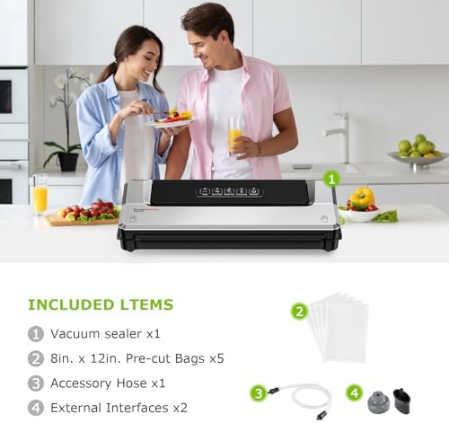 Bonsenkitchen Vacuum Sealer Machine, Multiple Modes For Meal Prep,Silver