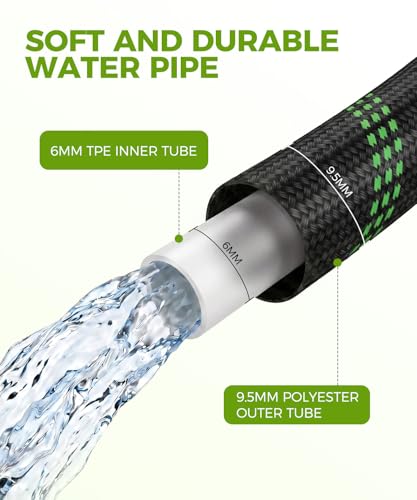100ft Garden Hose，Non-Expandable Water Hose with 8 Function Spray Nozzle