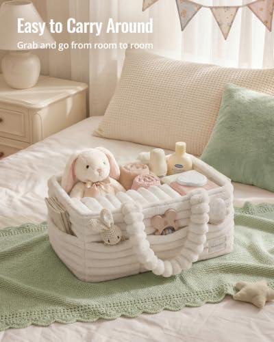 Blissful Diary Flannel Diaper Caddy Organizer & Gift Packaging, Cream Beige