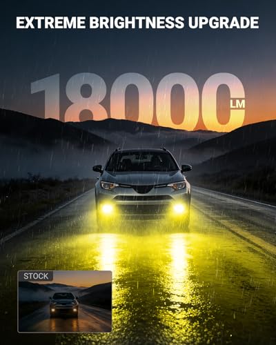 SEALIGHT H11/H16/H8 Yellow LED Fog Light Bulb, 18000LM Ultra Bright Yellow