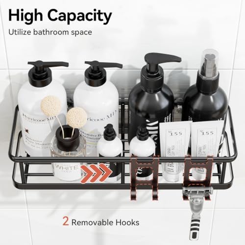 YASONIC Shower Caddy Adhesive, Rustproof Shower Shelves for Inside Shower