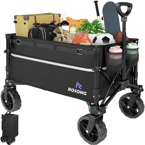 ROSONG Collapsible Wagon Cart with Wheels Foldable