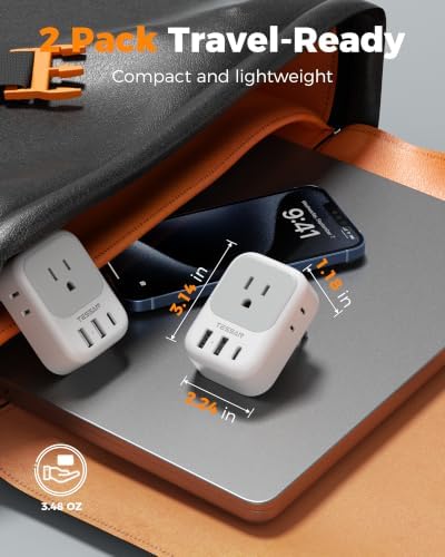 TESSAN European Travel Plug Adapter 2 Pack, Type C Plug
