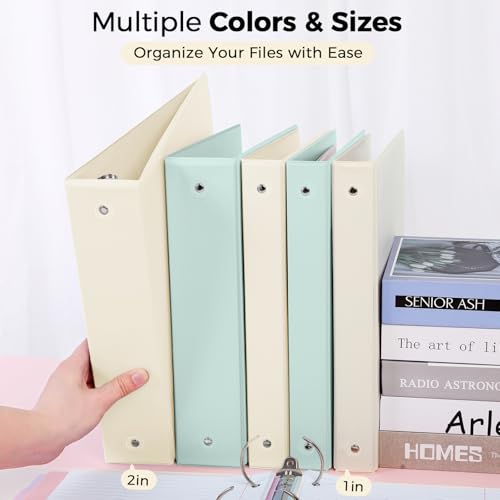 SKYDUE 1 Inch 3 Ring Binder with 8 Tab Dividers & 24 Labels, Pastel Binder