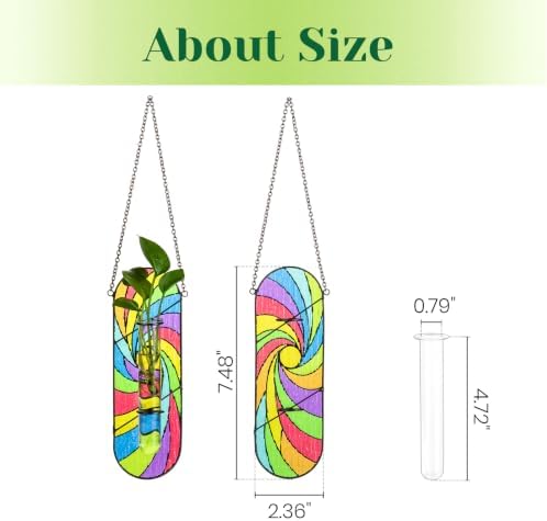 Hewory Stained Glass Window Hanging: 2PCS Propagation Stations, Rainbow