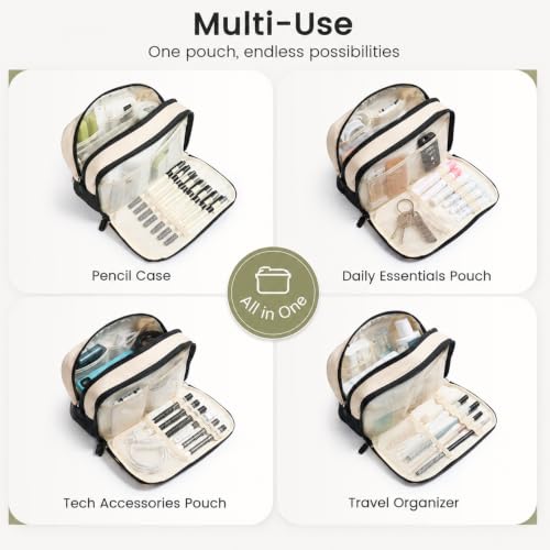 Sooez Pencil Case, Pencil Pouch Large Capacity, Pen Bag Storage Organizer