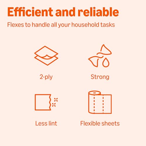 Amazon Basics 2-Ply Flex-Sheets Paper Towels, 12 Basics Rolls = 40 Regular