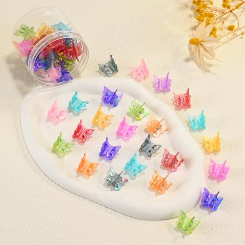 Mini Butterfly Hair Clips, Y2K 90s 50pcs Hair Accessories (Rainbow Plating)