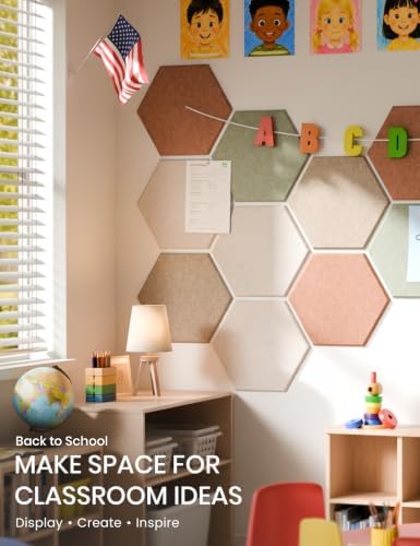 Fluxynara 10-Pack Hexagon Felt Bulletin Board Tiles, Boho