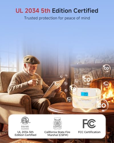 Heiman Carbon Monoxide Detectors, Low-Level Mini Digital Display CO Alarm