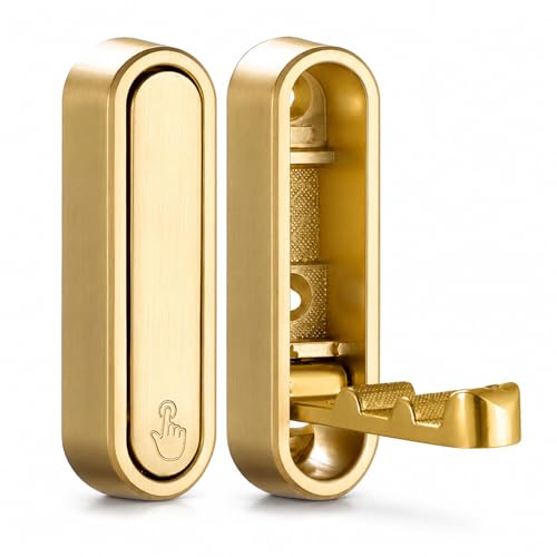 Folding Wall Hooks, 2 Pack Gold Heavy Duty Coat Hooks, Screw Mounted