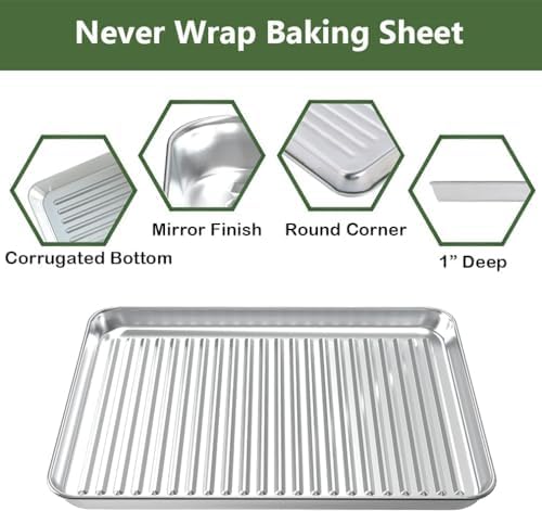 Baking Sheet with Cooling Wire Rack Set, Stainless Steel 2 Pans + 2 Racks