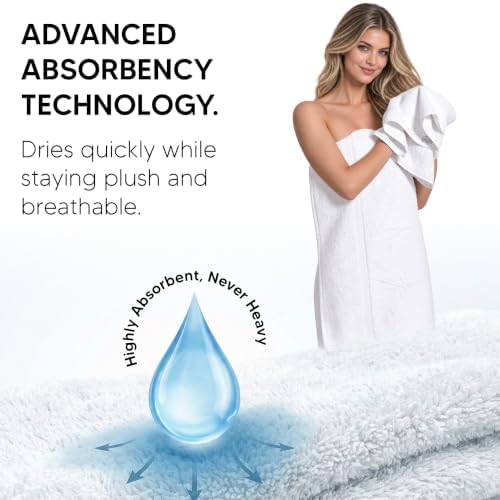 Chakir Turkish Linens 100% Cotton 4-Pack Bath Towels 27x54, White