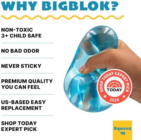 Original BigBlok Premium Stress Cube, Squishy Fidget Toy, Kids & Adults