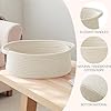JMvicyroam Woven Basket,Small Rope Storage Bin with Handles & Ribbon Bag