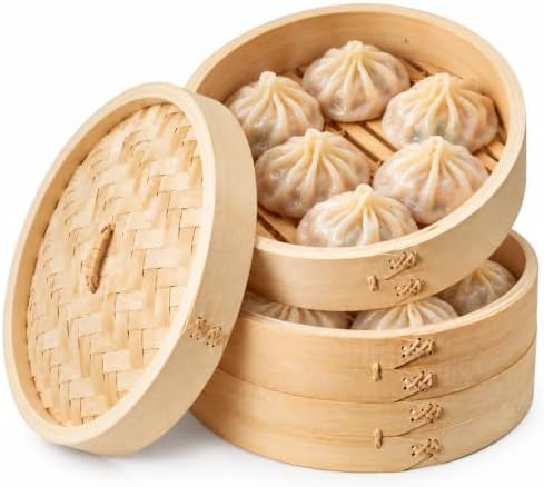 Joyce Chen 2-Tier Bamboo Steamer Baskets, 10-Inch