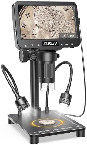 Elikliv Coin Microscope with Weighing Scale, Digital Magnifier 8+2 Lights