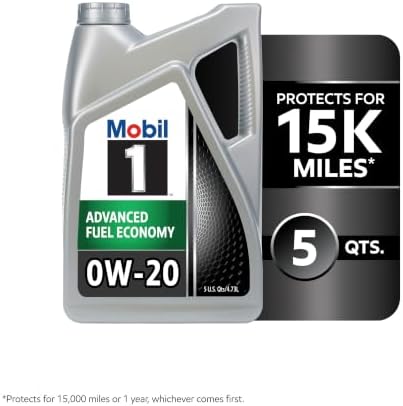 Mobil 1 Advanced Fuel Economy Full Synthetic Motor Oil 0W-20, 5 Quart