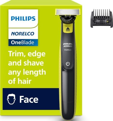 Philips Norelco OneBlade 360 Hybrid Face Trimmer and Shaver, 5 Length Comb