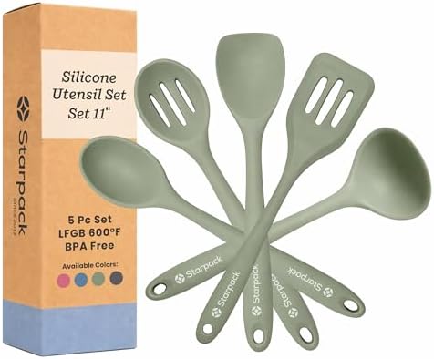 Starpack Stir and Serve Silicone Cooking Utensils Set (5-Piece, 11") - LFGB Non Toxic