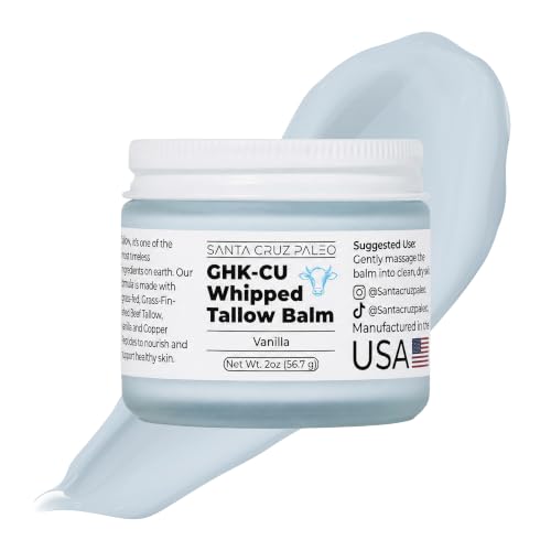 Santa Cruz Paleo GHK-Cu Whipped Tallow Balm + Copper Peptide, Vanilla, 2 Oz
