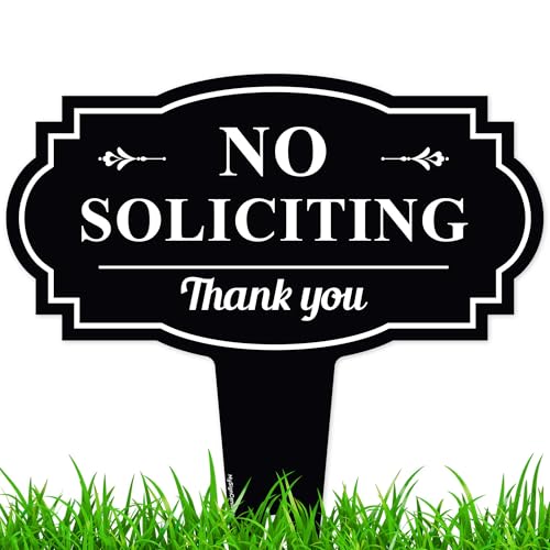 No Soliciting Sign For House, No Soliciting Yard Sign, 11x11 Inches, Rust