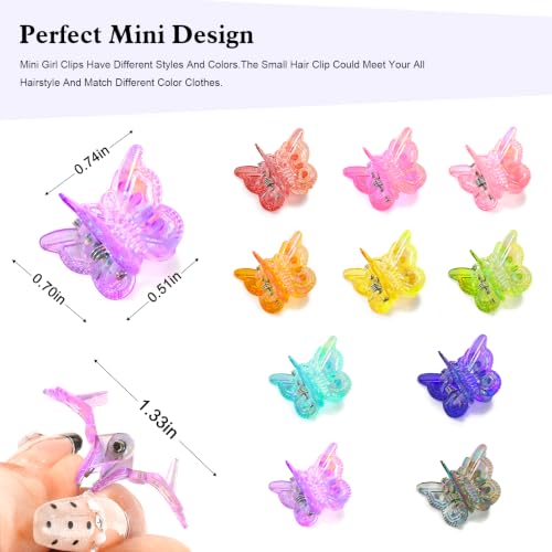 Mini Butterfly Hair Clips, Y2K 90s 50pcs Hair Accessories (Rainbow Plating)