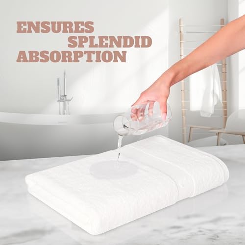 White Bath Towels 24x50 Inch, 6 Pack - Extra Absorbent Cotton Towel Set for Bathroom