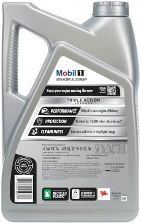 Mobil 1 Advanced Fuel Economy Full Synthetic Motor Oil 0W-20, 5 Quart
