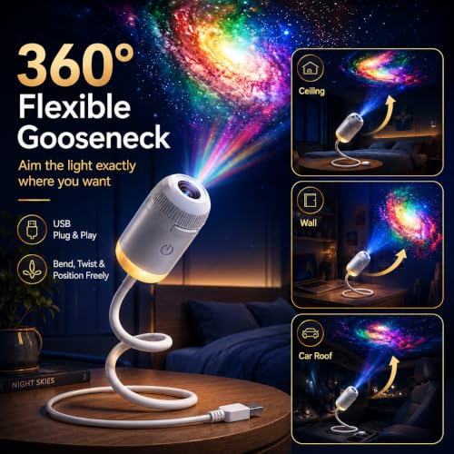 Galaxy Projector Night Light, 2-in-1 Holographic Star 5d Ocean Projector Plug