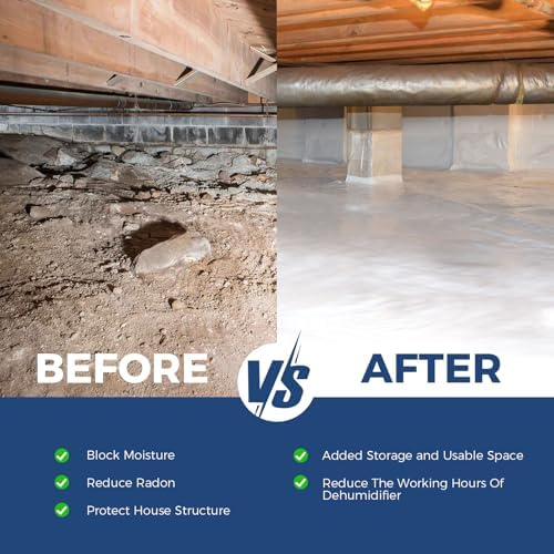 ALORAIR 10 mil Crawl Space Vapor Barrier 10' x 25' Plastic Sheeting