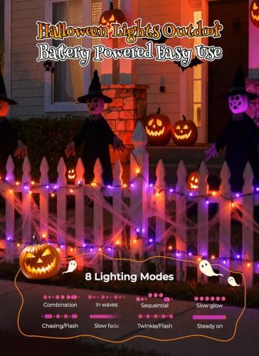 Brightown 4 Pack Battery Operated Halloween Lights, 17FT String Lights