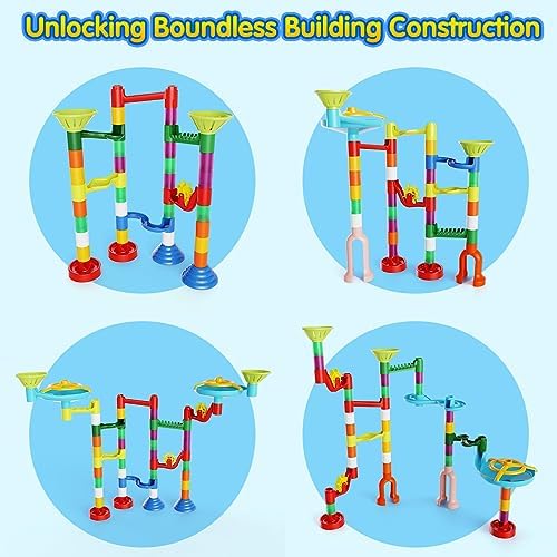 MaxTronic Marble Run Toy, 110pcs Marble Maze Kit STEM Educational Learning Toy for Kids