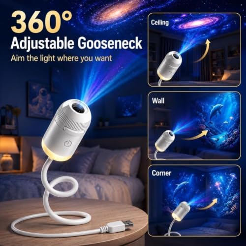 2027 Upgraded Hd Smart Dynamic 5d Holographic Night Light Projector, Plug and