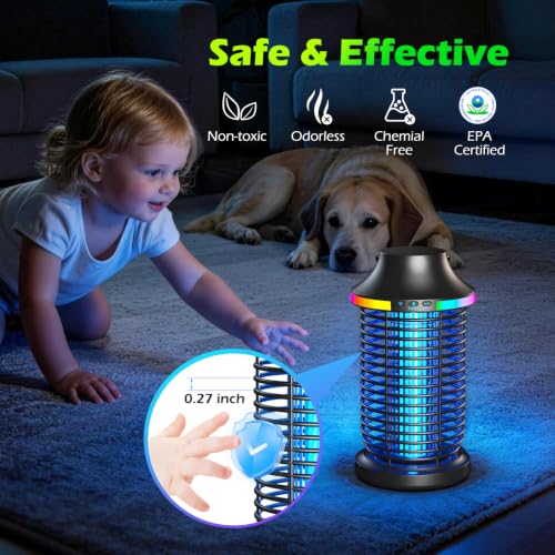 Rechargeable Bug Zapper Outdoor, 4200V Powerful Electric Mosquito Zapper
