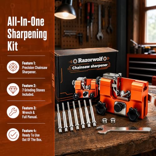 Razorwolf Chainsaw Sharpener, Lightweight Portable Manual Chain Sharpening
