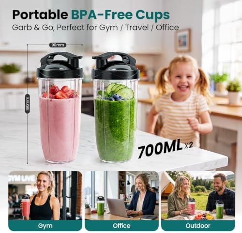 Smoothie Blender Grinder Combo, Personal Blender for Smoothies and Shakes