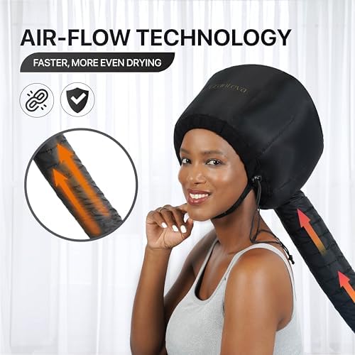 Hooded Hair Dryer Attachment w/A Headband Integrated That Reduces Heat Around Ears & Neck
