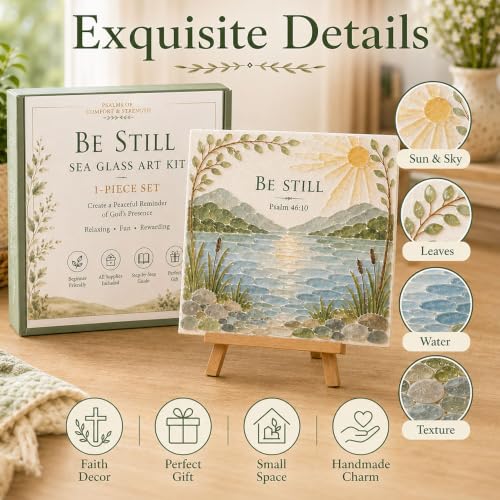 Psalms of Comfort & Strength Sea Glass Art Kit, Christian DIY Craft Kit with