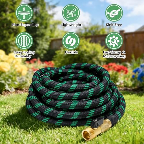 100 FT Non-Expanding Garden Hose, 2026 New Upgrated Non-Expandable Garden