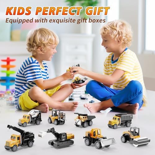 HONGTUO Alloy Mini Construction Vehicles, 8Pcs Die-cast Construction Toys
